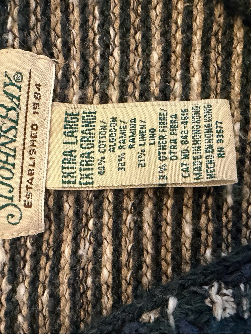 Vtg  St Johns Bay Vest Womens Medium Cotton Linen Blend Navy Cream 90s Preppy XL